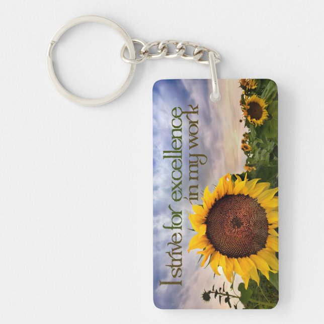 Porte-clefs "Je m'efforce d'atteindre l'excellence" Motivation (Devant)