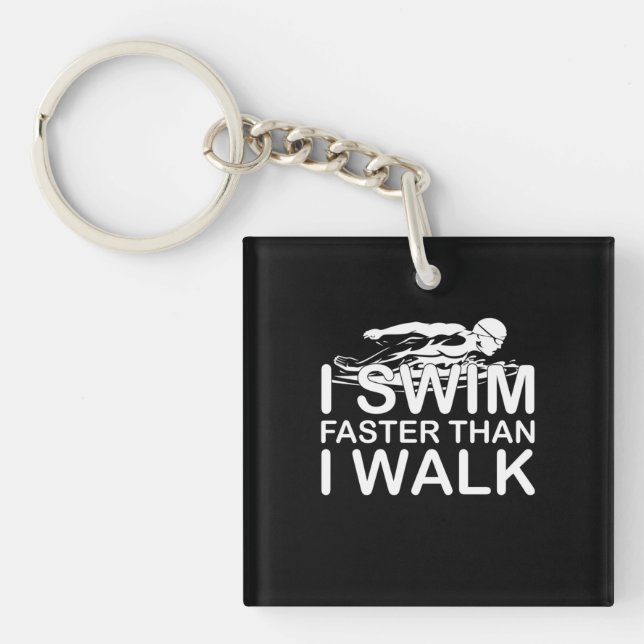 Porte-clefs Je Nage Plus Vite Que Je Marche (Devant)
