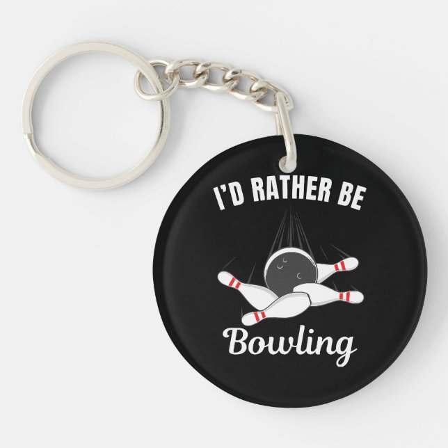 Porte-clefs Je préférerais jouer au bowling (Devant)