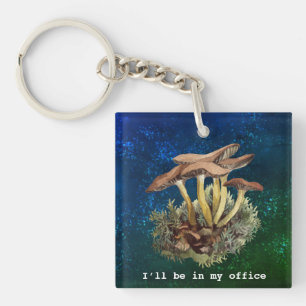 Porte-clefs Je serai dans mon bureau Champignons aquarelle