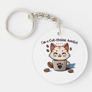 Porte-clefs Je suis accro à la Cat-fféine