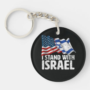 Porte-clefs Je suis avec Israël Drapeau américain USA