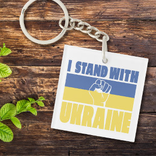 Porte-clefs Je Suis Avec L'Ukraine Raisonnée Drapeau De Poing 