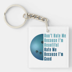 Porte-clefs Je Suis Beau Je Suis Bon Bowling Bleu