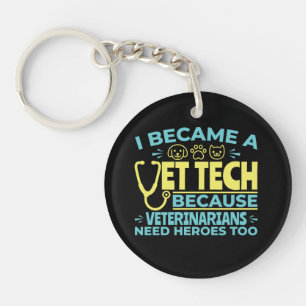 Porte-clefs Je suis devenu technicien vétérinaire Citation drô