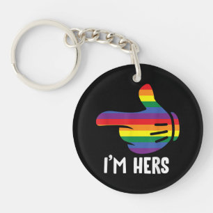 Porte-clefs Je suis Hers Rainbow Lesbian Couple Funny LGBT Pri