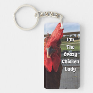 Porte-clefs Je suis la folle dame du poulet
