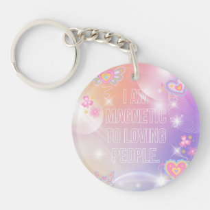 Porte-clefs Je suis Magnétique, Motivationnel, Inspirant, Rose