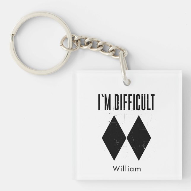 Porte-clefs Je suis un Diamant Noir de Ski Difficile (Devant)