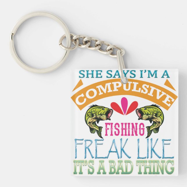 Porte-clefs JE suis un pêcheur compulsif (Devant)