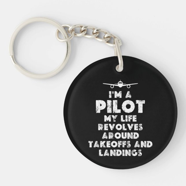 Porte-clefs Je suis un pilote amusant (Devant)