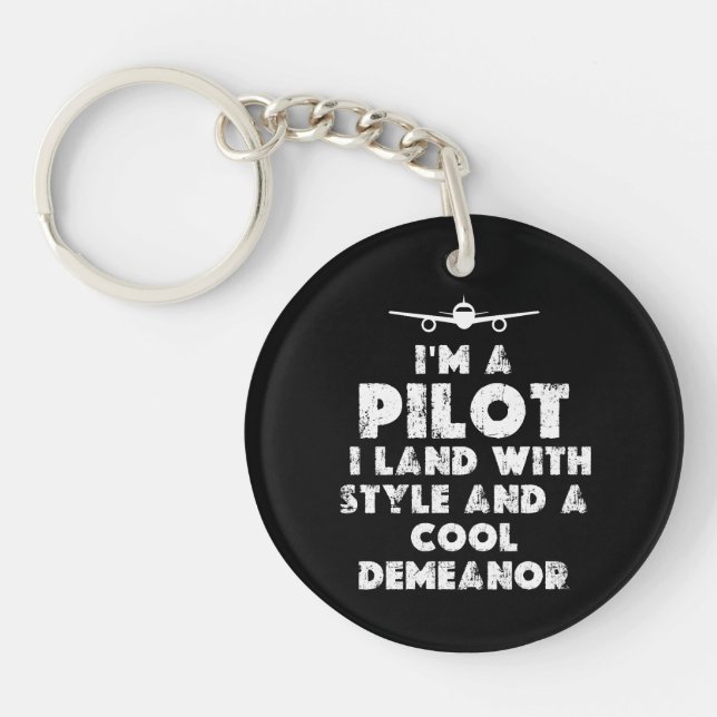 Porte-clefs Je suis un pilote amusant (Devant)