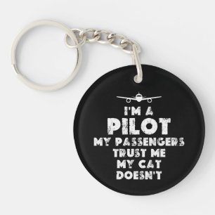 Porte-clefs Je suis un pilote amusant AMOUREUX DES CHATS