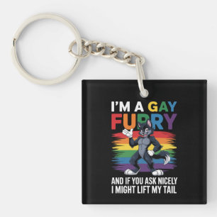 Porte-clefs Je suis un renard arc-en-ciel gay furry fier de la