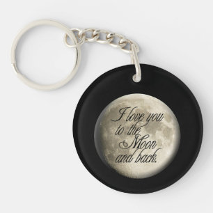 Porte-clefs Je t'aime au lunaire réaliste de lune et de dos