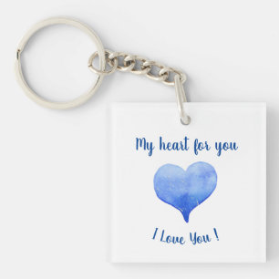Porte-clefs Je t'aime Coeur Bleu mignon Saint Valentin