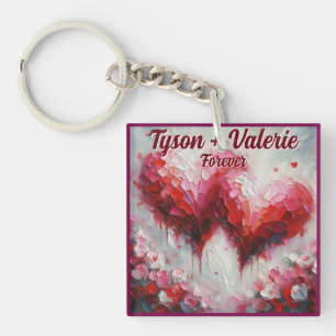 Porte-clefs Je t'aime deux coeurs Abstraits Personnalisés