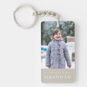 Porte-clefs Je t'aime Grand-père Taupe Beige Moderne 2 Photo