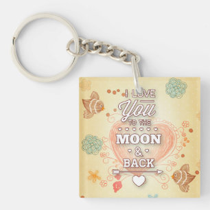 Porte-clefs Je t'aime jusqu'à la lune et retour