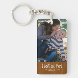 Porte-clefs Je t'aime Maman Photo personnalisée moderne