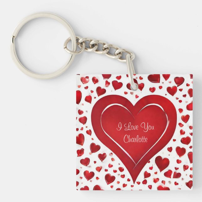 Porte-clefs Je T'Aime | Me Marierez-Vous Coeur Rouge Valentine (Devant)