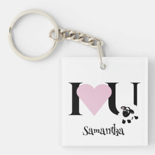 Porte-clefs Je t'aime Mignonne Nom Cartoon Mouton