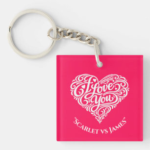 Porte-clefs Je t'aime Nom personnalisé