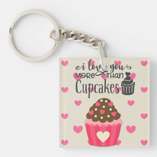 Porte-clefs Je T'Aime Plus Que Porte - clé Cupcakes (Devant)