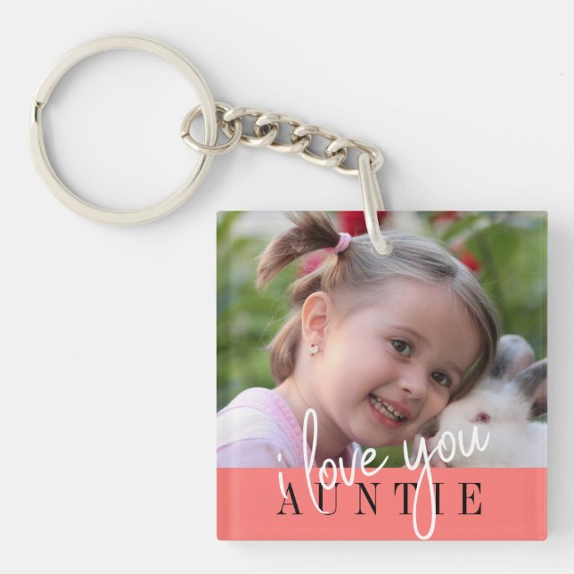 Porte-clefs Je t'aime Tante Photo Personnalisée (Devant)