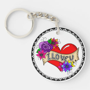 Porte-clefs Je T'Aime   Tattoo Heart Art Personnalisé
