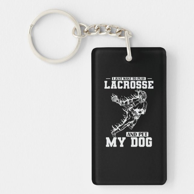 Porte-clefs Je veux juste jouer à Lacrosse et familiariser mon (Devant)