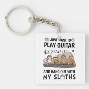 Porte-clefs Je Veux Juste Jouer Guitare Chemise Mignonne Humou