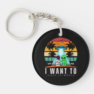 Porte-clefs Je veux quitter ce monde Alien Vintage Sunset