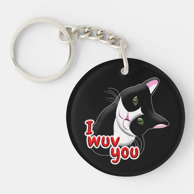 Porte-clefs Je vous wuv Chat (Devant)