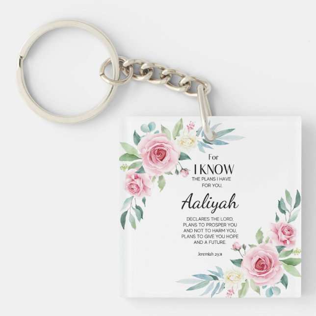 Porte-clefs Jeremiah 29:11 Rose Personnaliser (Devant)