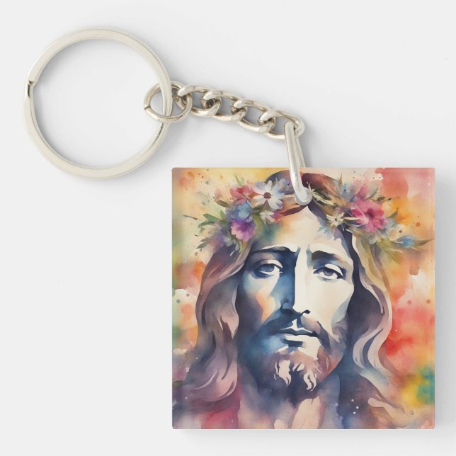 Porte-clefs Jésus aquarelle (Devant)