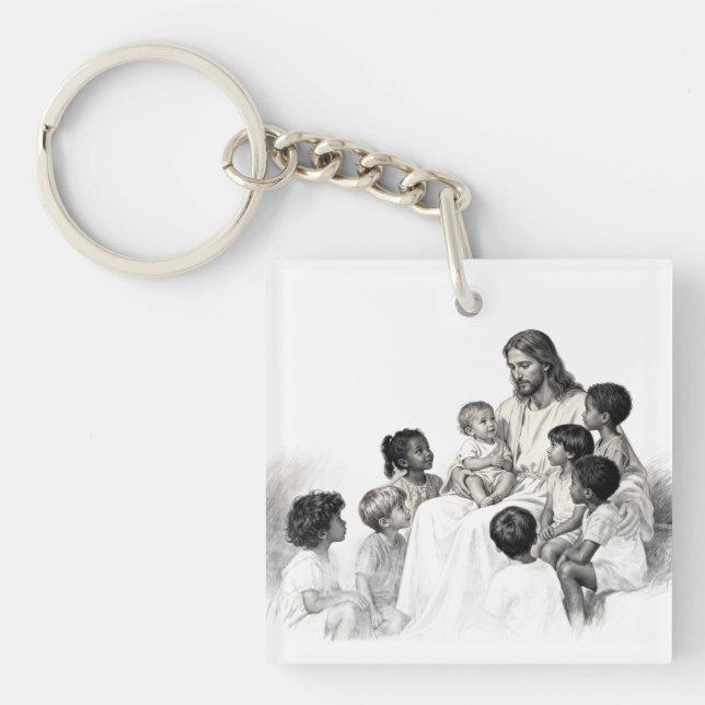 Porte-clefs Jésus assis avec des enfants (Devant)