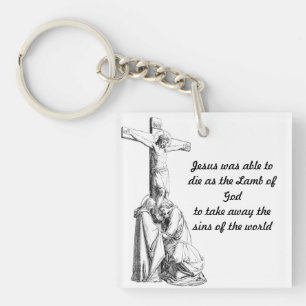 Porte-clefs Jésus Christ Crucifixion cross Bible Citations