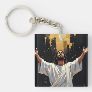 Porte-clefs Jésus-Christ Notre Sauveur   Noir et Or