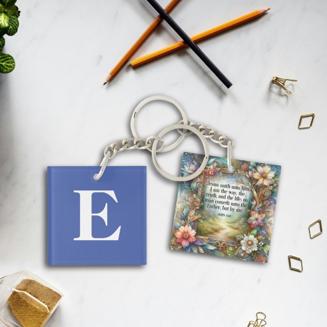 Porte-clefs Jésus est la façon dont Floral Monogramme chrétien (Créateur téléchargé)