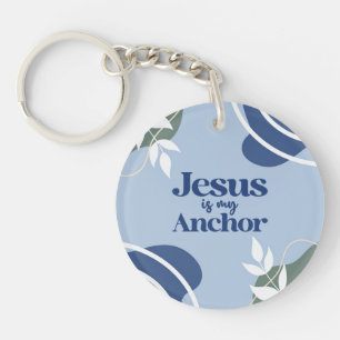 Porte-clefs Jésus est Mon Ancre Floral Christian Cadeau