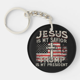 Porte-clefs Jésus est mon sauveur Trump est mon président Amér