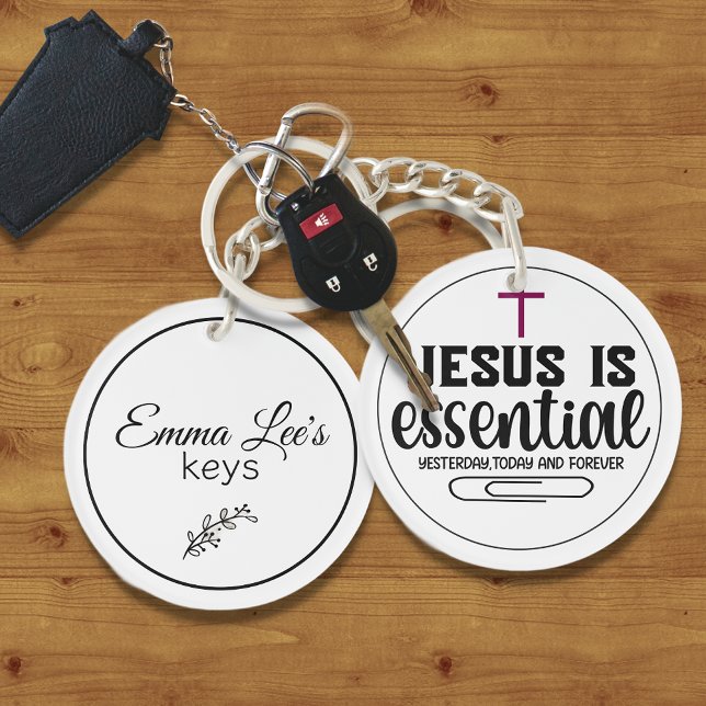 Porte-clefs Jesus Is Essential Christian Quote Custom (Créateur téléchargé)