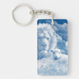 PORTE-CLEFS JÉSUS L'AGNEAU ET JÉSUS LE LION