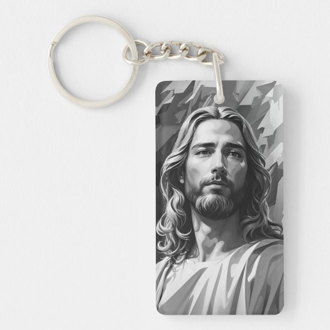 Porte-clefs Jésus Porte - clé noir et blanc (Devant)