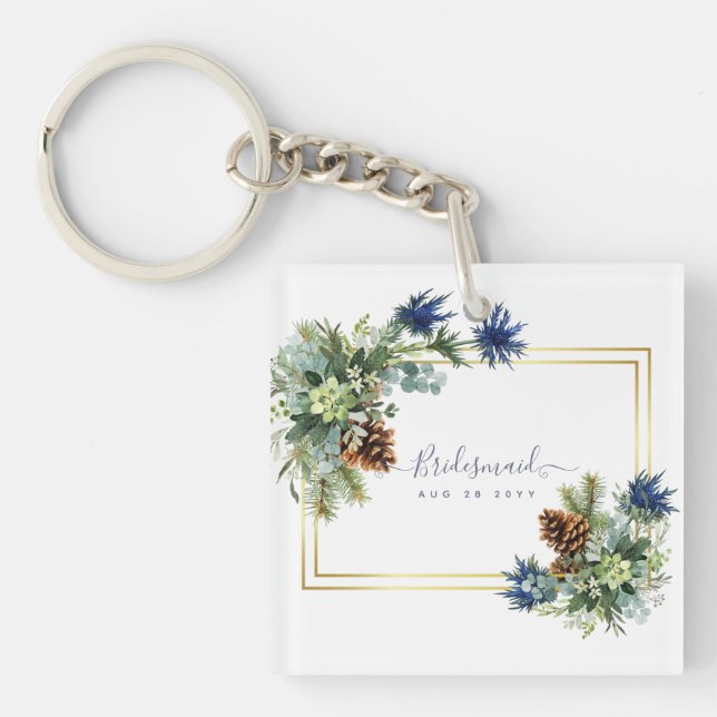 Porte-clefs Jeu bleu d'hiver Eucalyptus Mariage Wonderland (Devant)