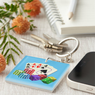 Porte-clefs Jeu Casino Dice Poker jetons Cartes art