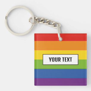 Porte-clefs Jeu Gay pride de texte d'indicateur arc-en-ciel