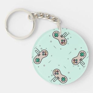 Porte-clefs Jeu gris joystick sur bleu