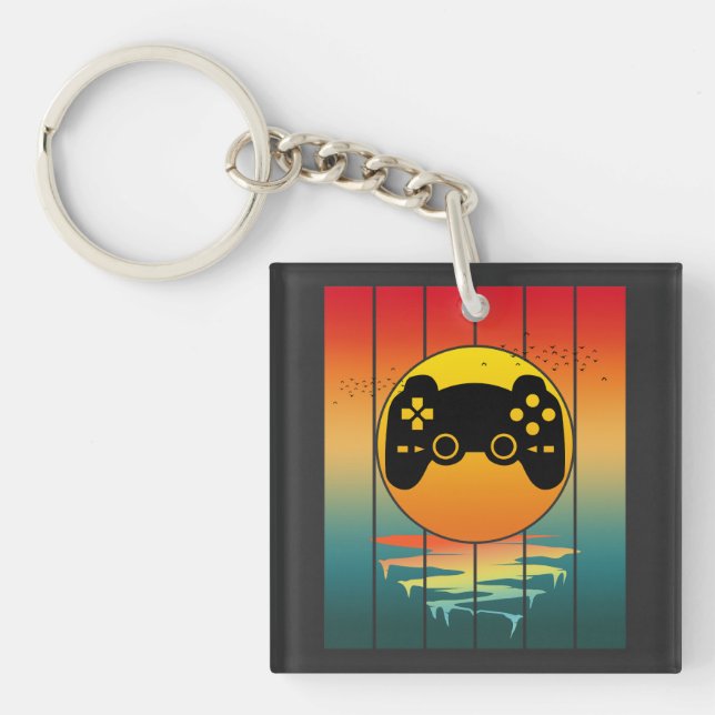 Porte-clefs Jeu informatique de jeu de gamer de coucher de sol (Devant)